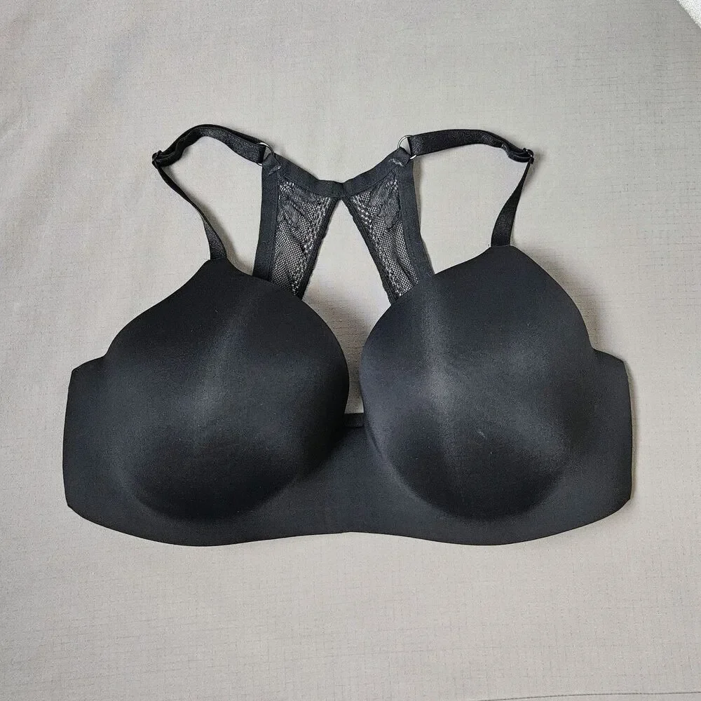 Victoria's Secret Womens Bra Black No Wire Lace Racerback Size 38DD Sexy Comfort